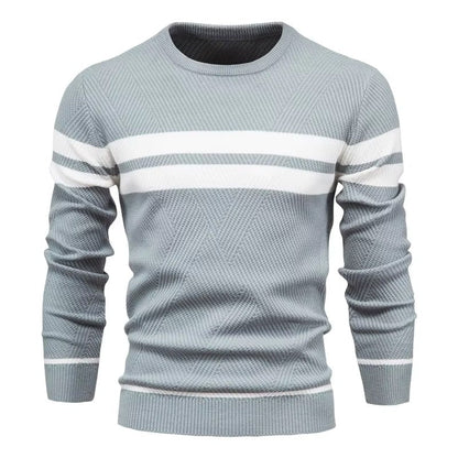 Classic Men's Sweater – Crew Neck Stripe Design - ModishWorld