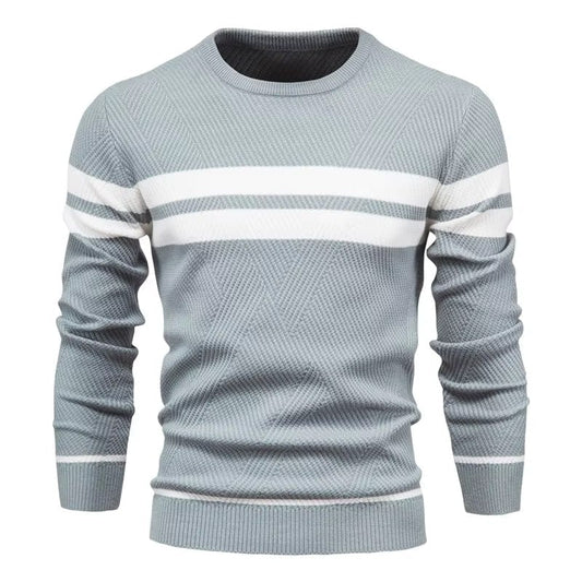 Classic Men's Sweater – Crew Neck Stripe Design - ModishWorld