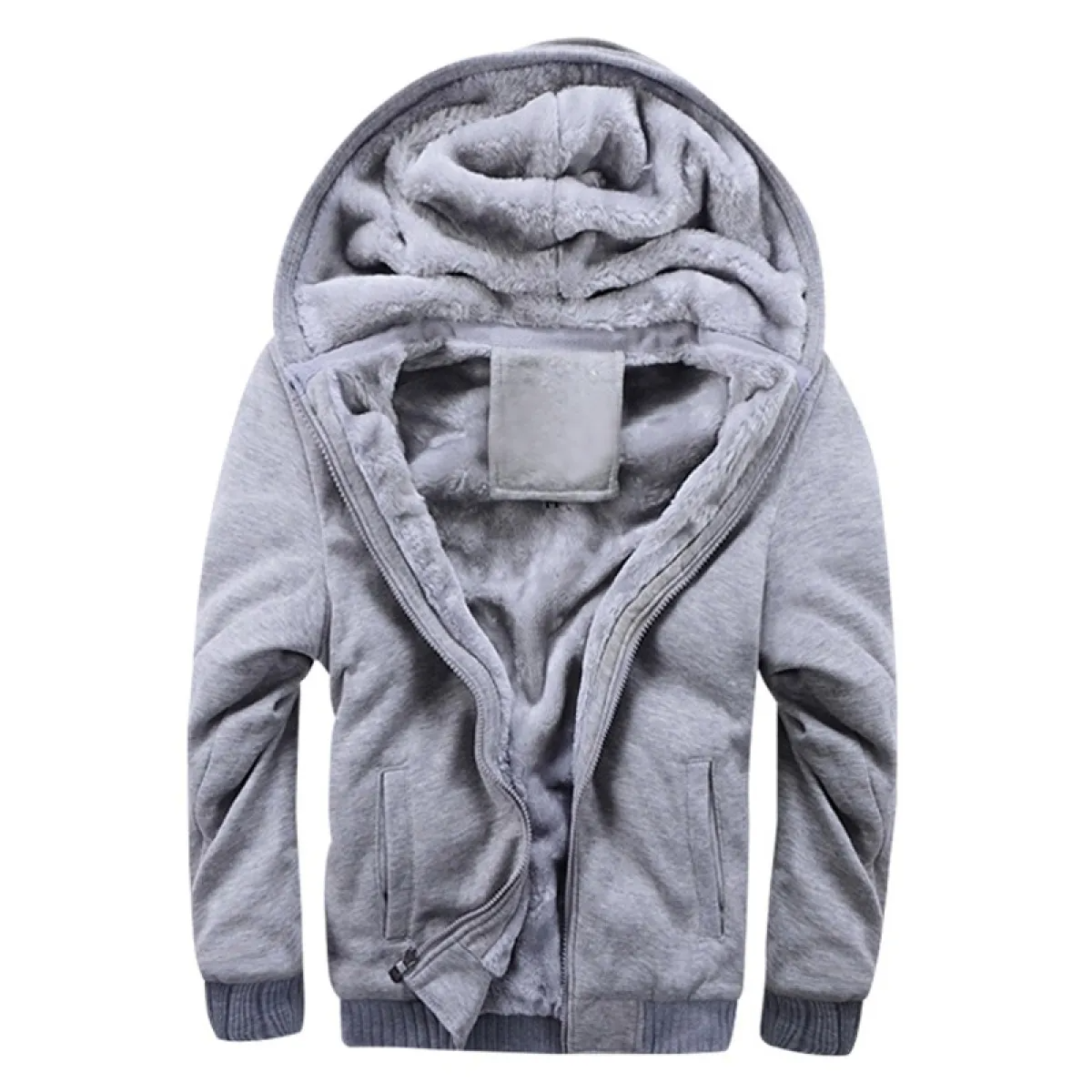 Warm Full Zip Men's Fleece Hooded Jacket
