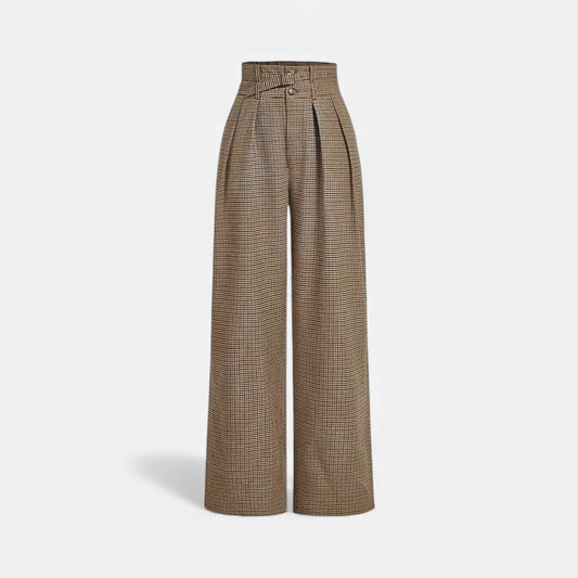 Classic Plaid High Waist Wide Leg Pants - Modish World