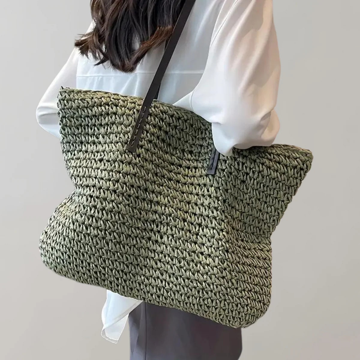 Large Natural Fiber Beach Shopping Bag - ModishWorld