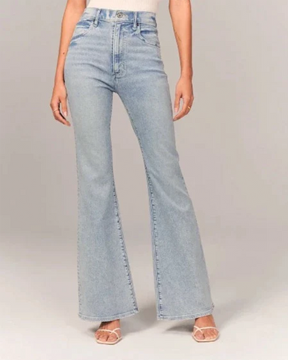 High-Waisted Wide Leg Women's Flare Jeans - ModishWorld