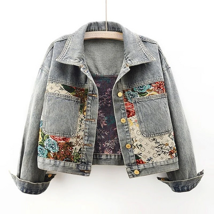 Classic Floral Jeans Jacket - Unique Hand Painted Style