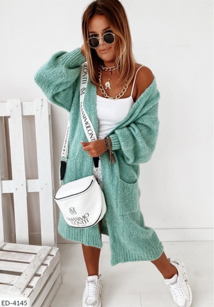 Soft Women's Long Cable Knit Cardigan Sweater - ModishWorld