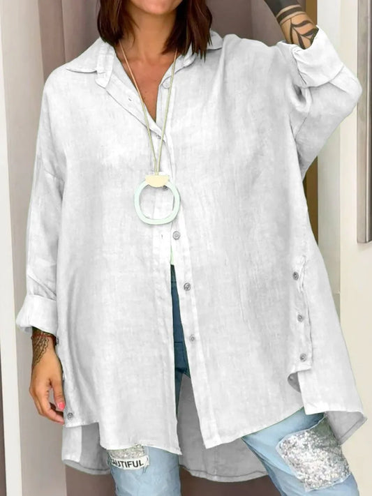 Casual Loose Fit Button Down Shirt - ModishWorld