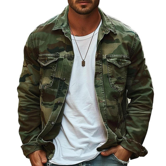 Classic Army Green Military Style Denim Jacket - Modish World