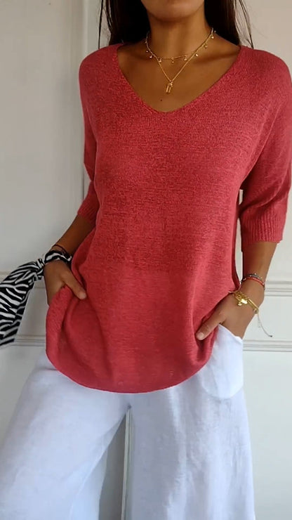 Elegant Casual Women's V-Neck Blouse - ModishWorld