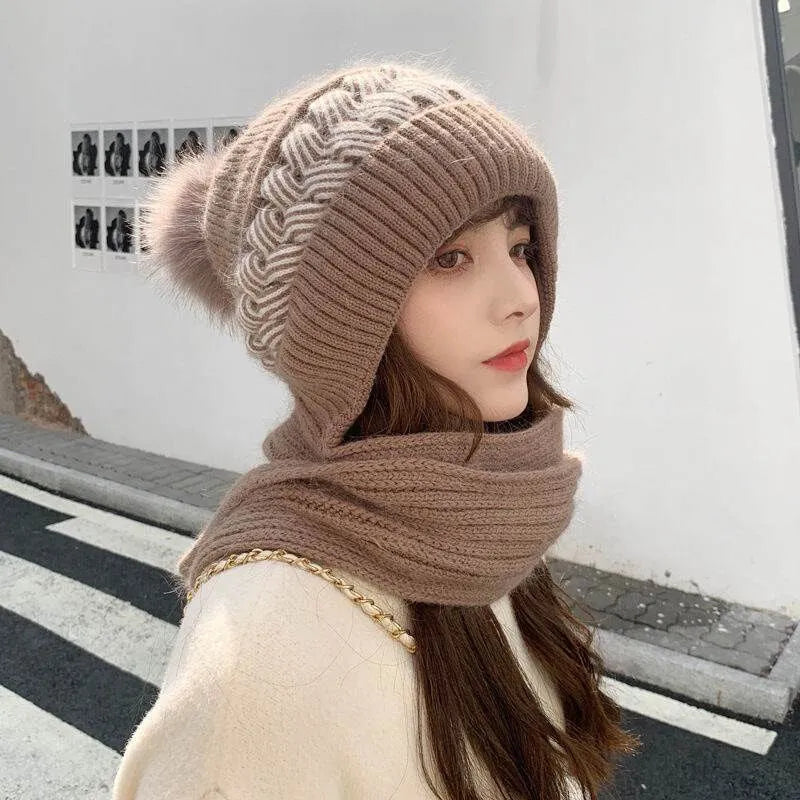 Warm Winter Beanie Scarf with Hood - ModishWorld