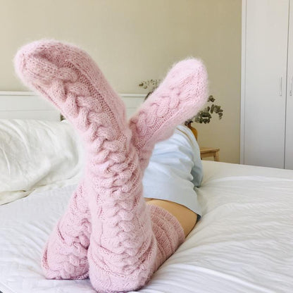 Warm Knee High Leg Warmers with Cable Knit