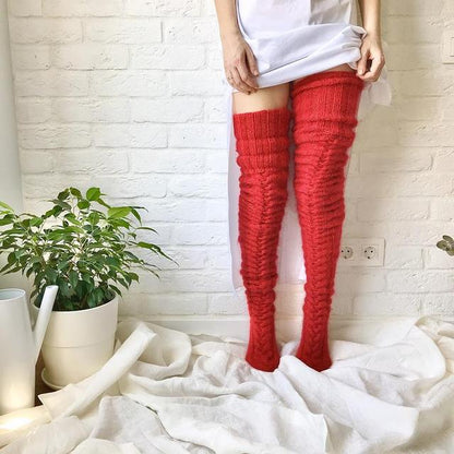 Warm Knee High Leg Warmers with Cable Knit