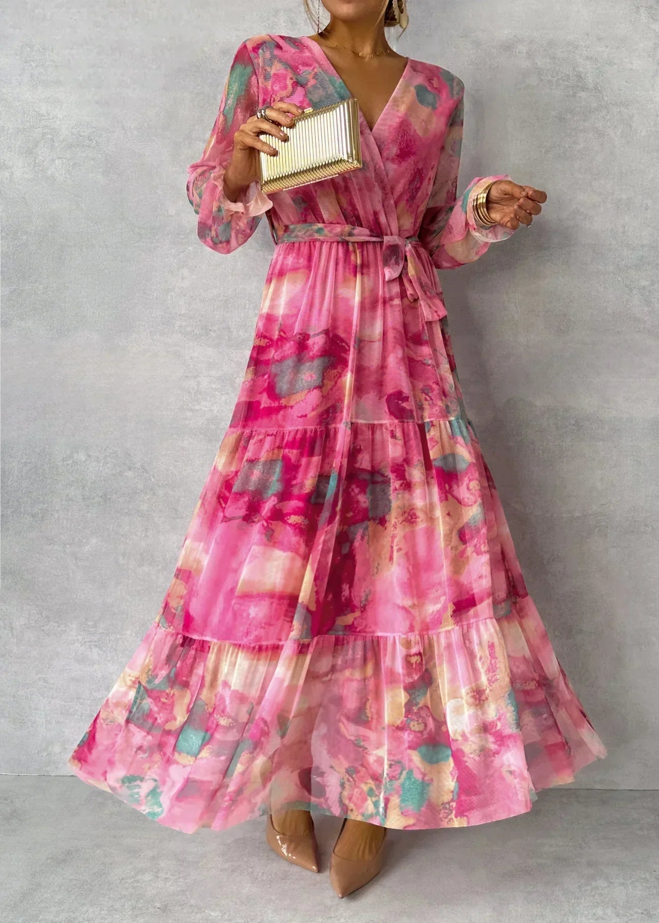 Stylish Femme Pink Maxi Dress for Ladies - ModishWorld
