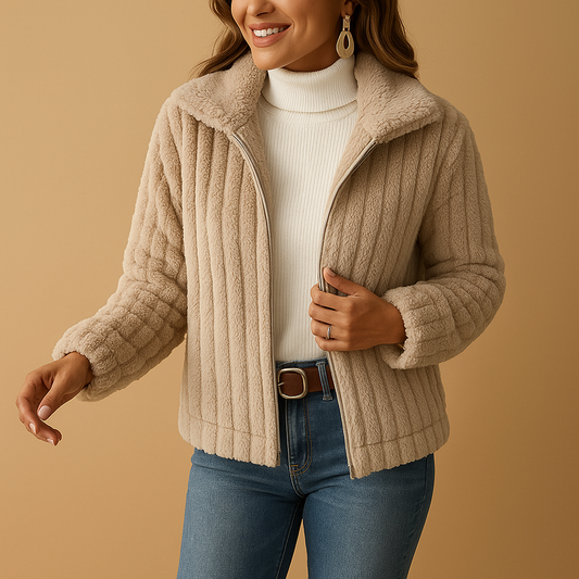 Warm Women's Fleece Coat with High Neck - ModishWorld