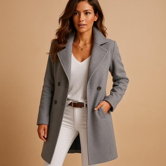 Classic Ladies Winter Long Coat with Buttons - ModishWorld