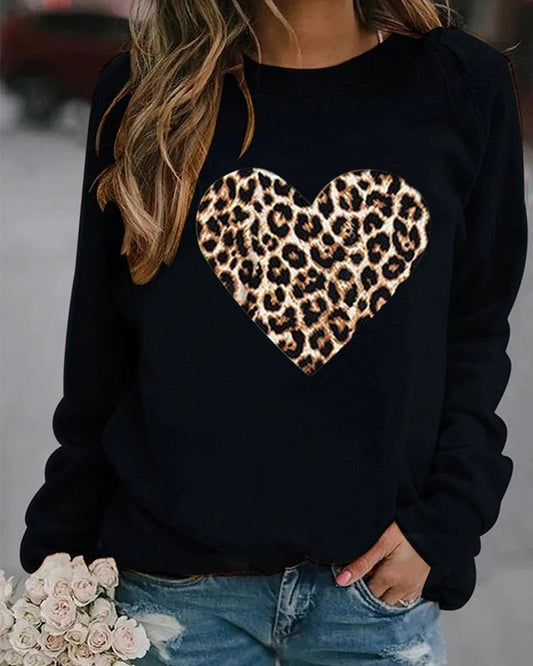Warm Leopard Love Graphic Sweatshirt - ModishWorld