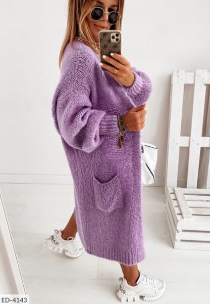 Soft Women's Long Cable Knit Cardigan Sweater