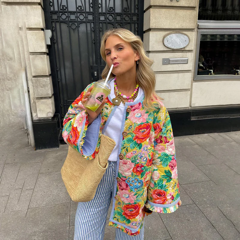 Women's Quilted Floral Parka Jacket