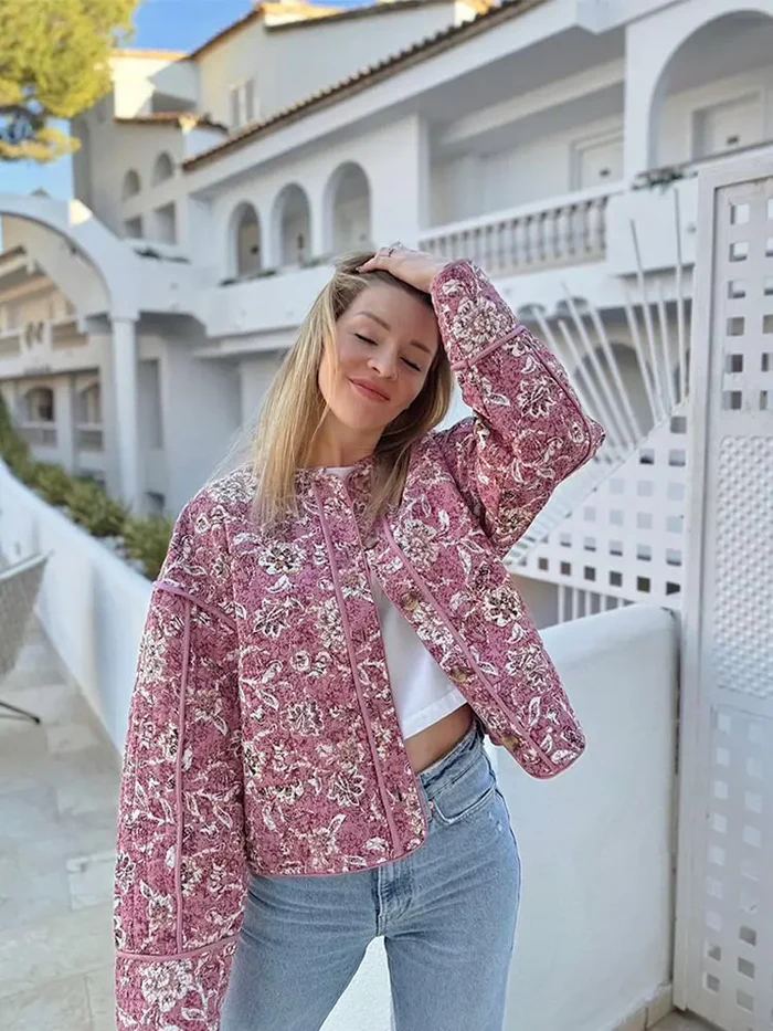Women's Quilted Floral Parka Jacket