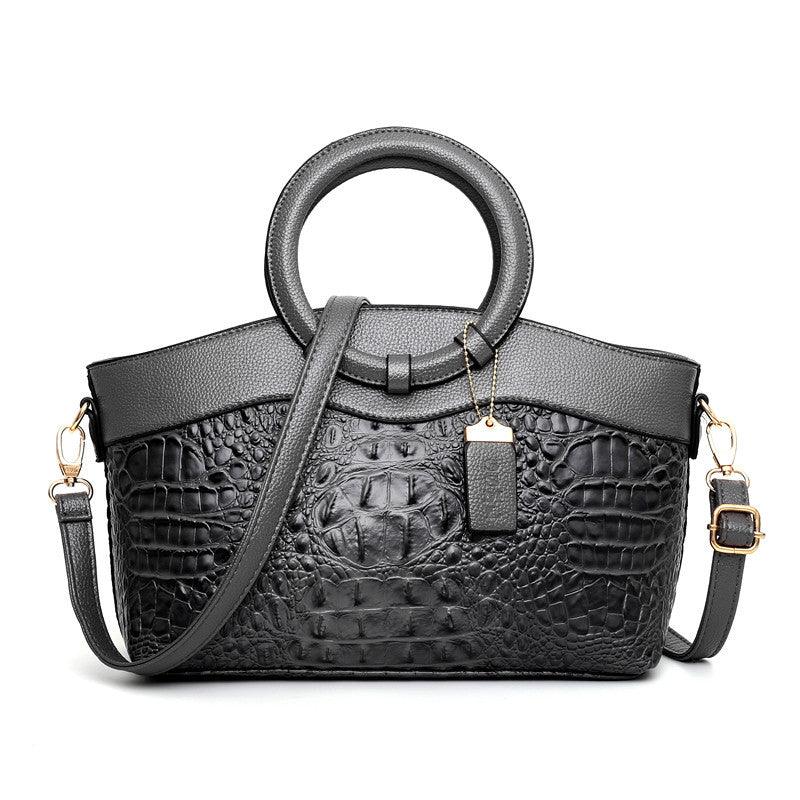 Premium Leather Tote Bag with Crocodile Pattern