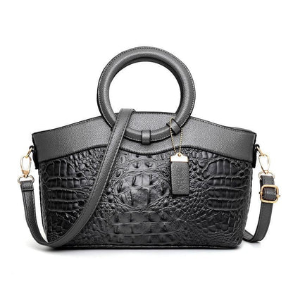 Premium Leather Tote Bag with Crocodile Pattern