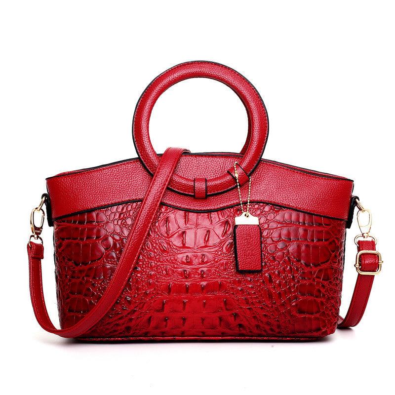 Premium Leather Tote Bag with Crocodile Pattern