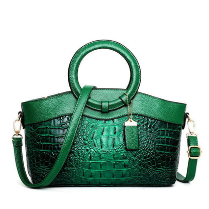 Premium Leather Tote Bag with Crocodile Pattern