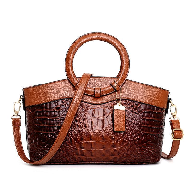 Premium Leather Tote Bag with Crocodile Pattern - ModishWorld