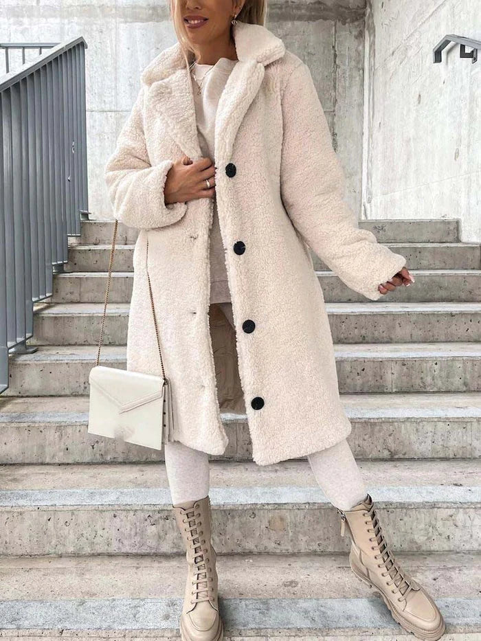 Soft Women's Coat with Simple Button Front - ModishWorld