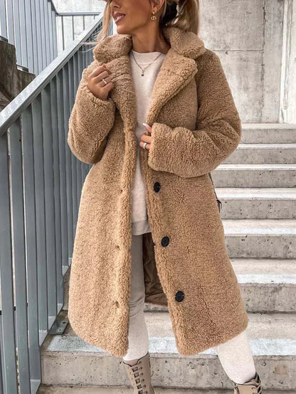Soft Women's Coat with Simple Button Front