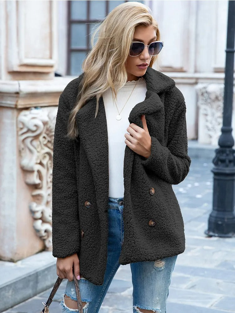 Warm Double Breasted Women's Teddy Jacket