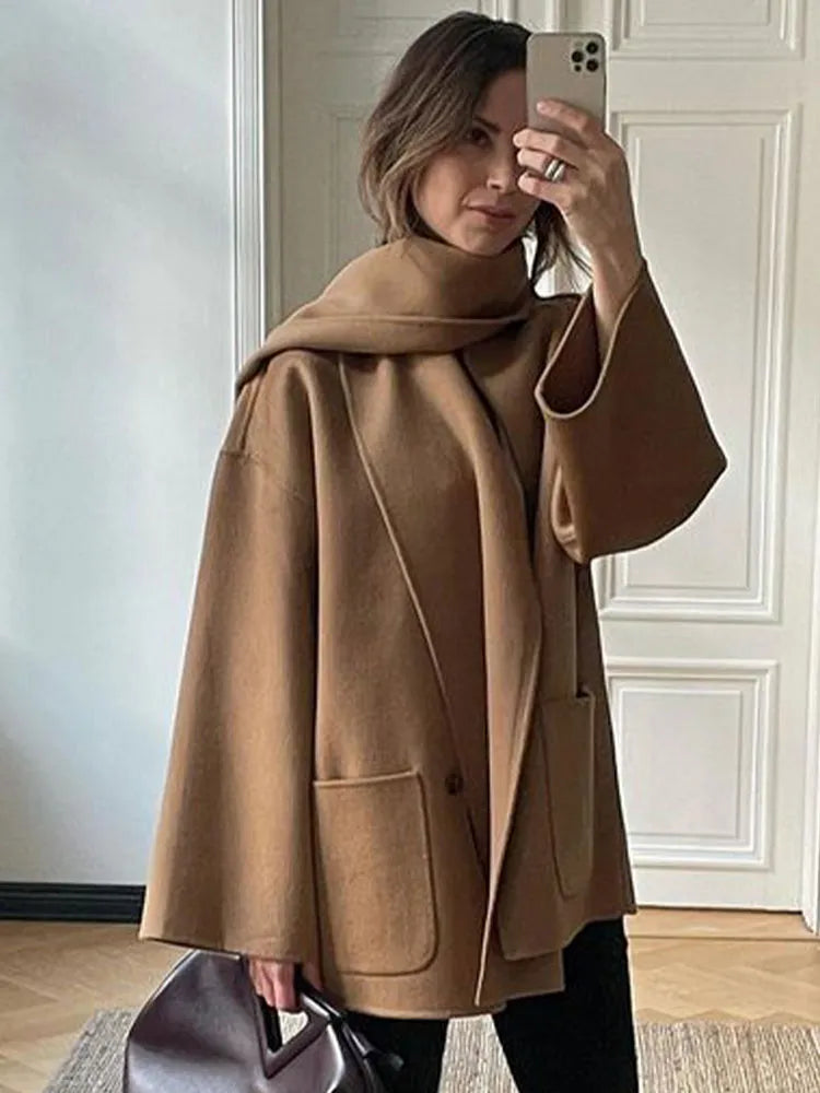Warm Women's Parka Coat with Free Scarf
