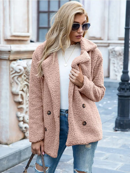 Warm Double Breasted Women's Teddy Jacket