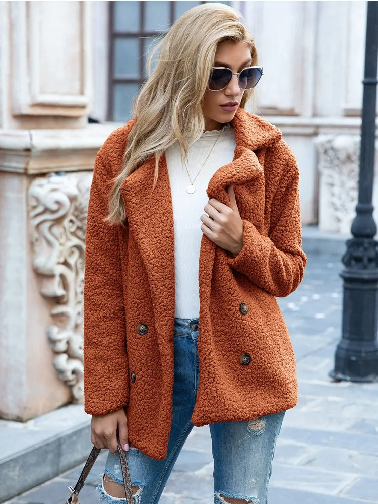 Warm Double Breasted Women's Teddy Jacket