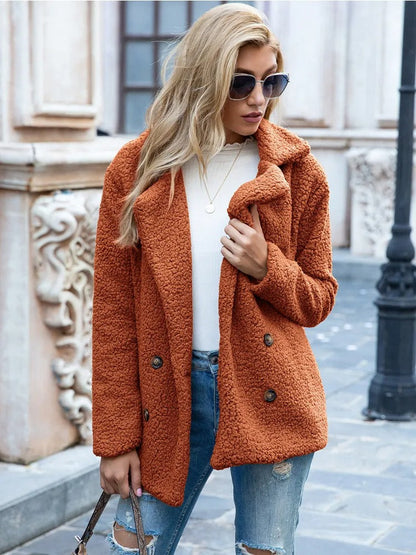 Warm Double Breasted Women's Teddy Jacket