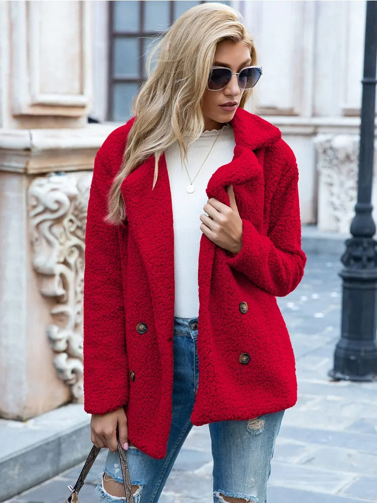 Warm Double Breasted Women's Teddy Jacket