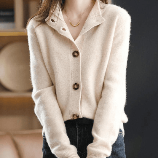 Warm Ladies Woolen Button Sweater - ModishWorld