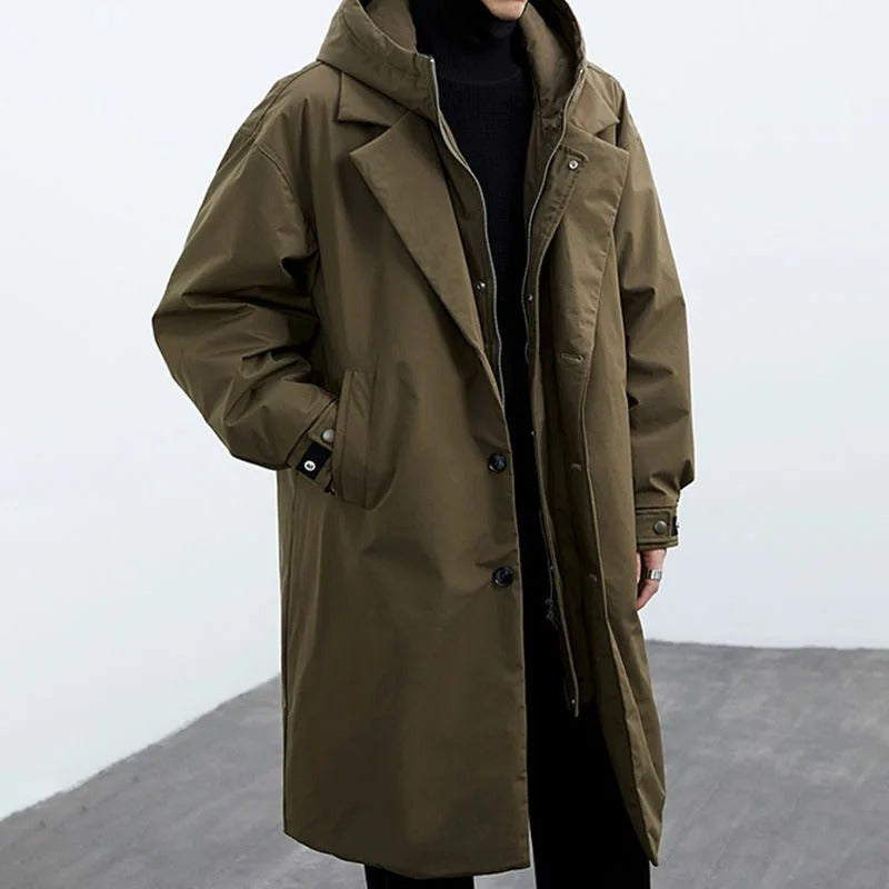 Waterproof Men's Parka with Detachable Hood and Zip Front - ModishWorld