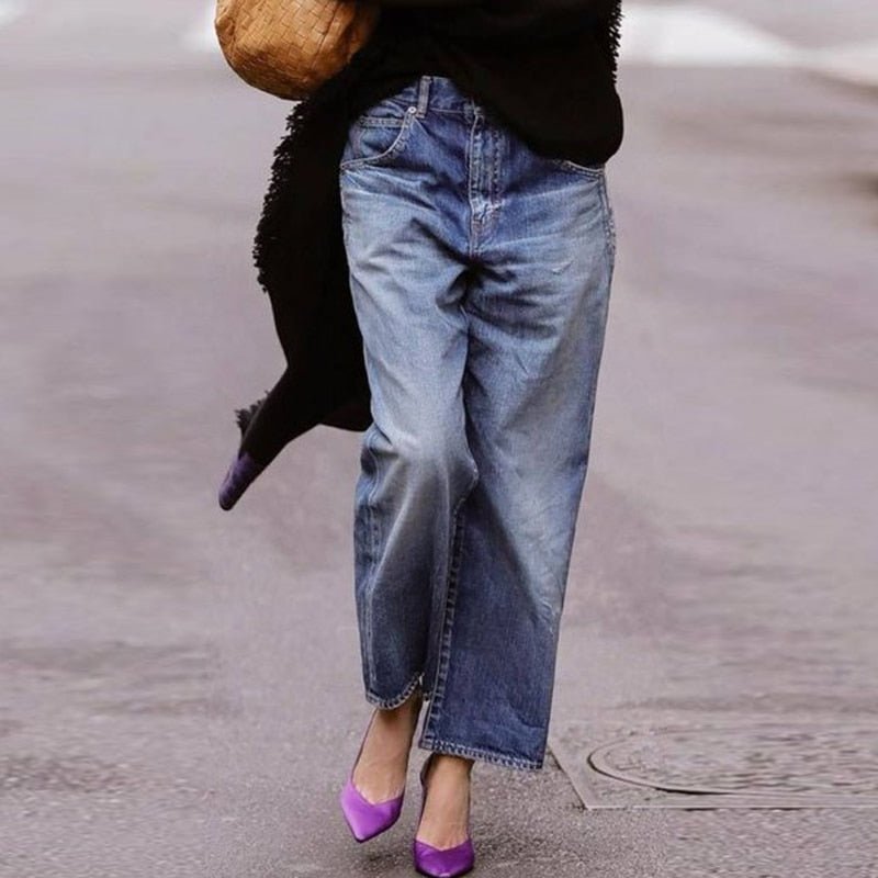 Comfortable High Waisted Loose Fit Women's Jeans - ModishWorld