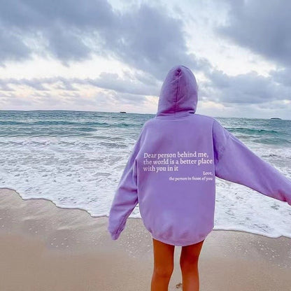 Classic Slogan Hoodie with Pouch Pocket