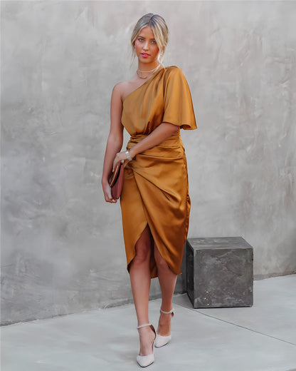 Chic Asymmetric One Shoulder Dress for Women