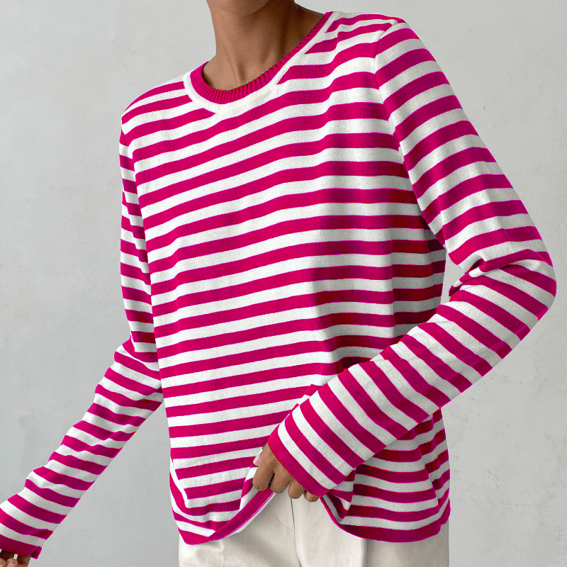 Fashionable Women's Horizontal Stripe Knit Sweater