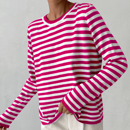 Fashionable Women's Horizontal Stripe Knit Sweater