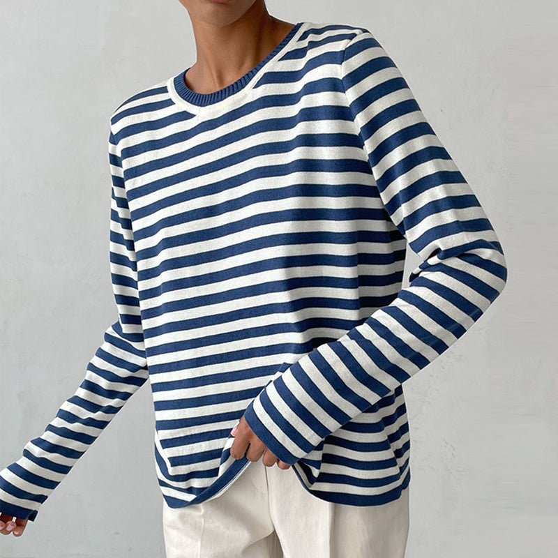 Fashionable Women's Horizontal Stripe Knit Sweater - ModishWorld