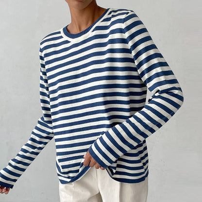 Fashionable Women's Horizontal Stripe Knit Sweater - ModishWorld