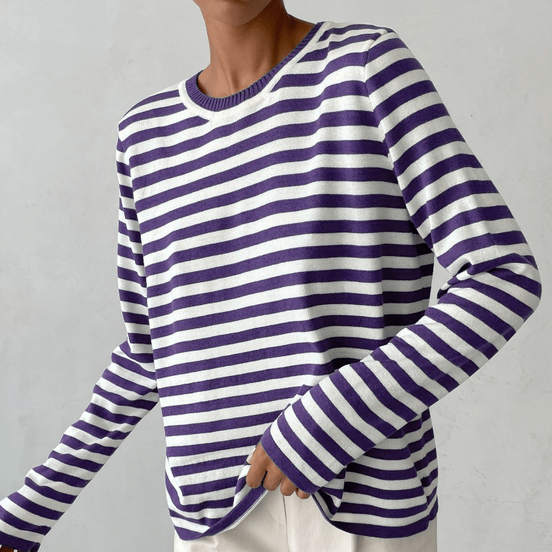 Fashionable Women's Horizontal Stripe Knit Sweater