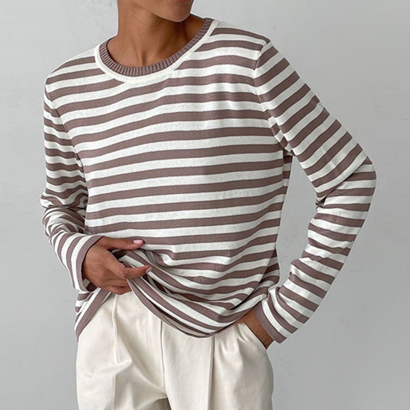 Fashionable Women's Horizontal Stripe Knit Sweater