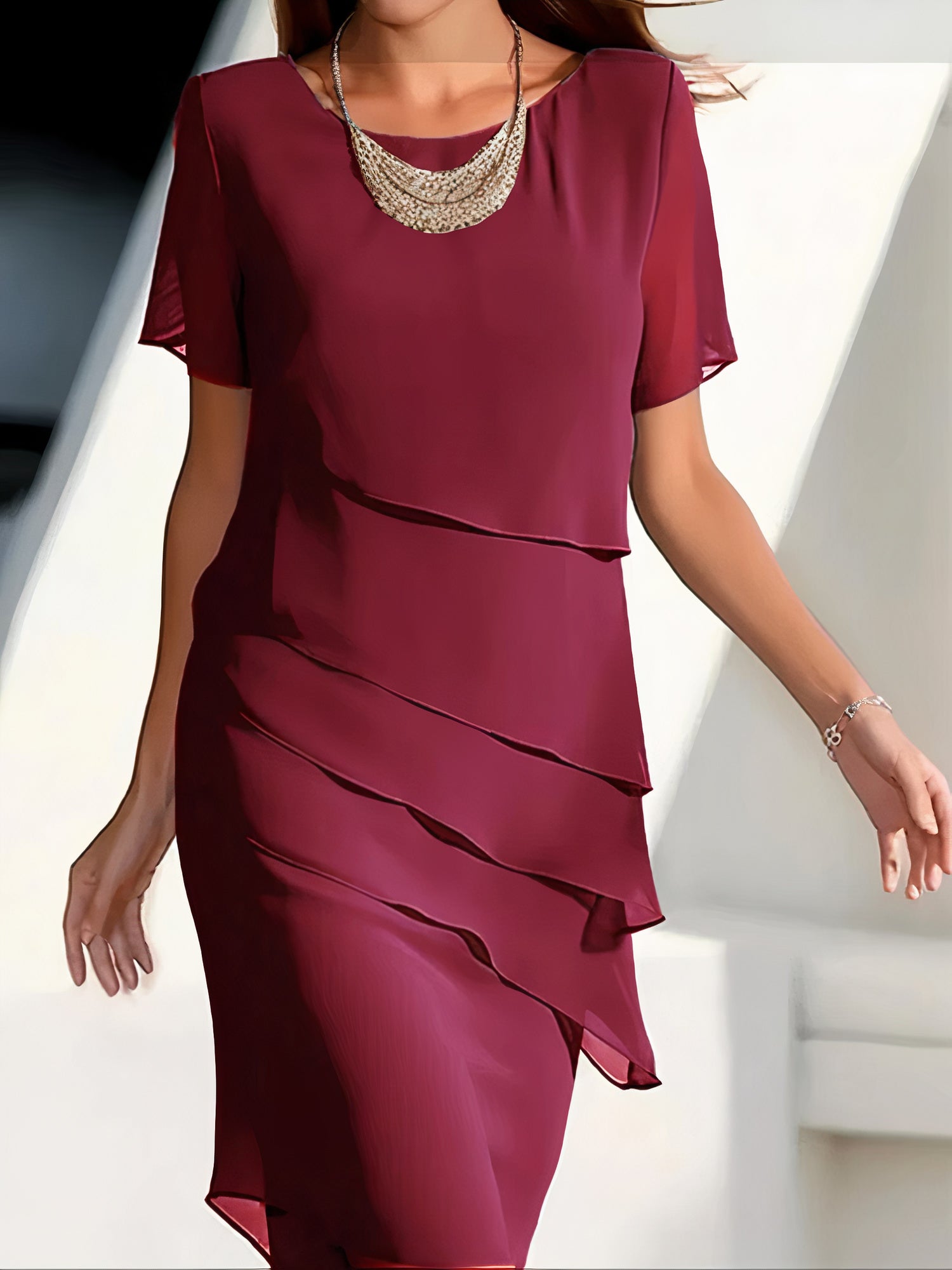 Beautiful Layered Chiffon Women's Dress - ModishWorld