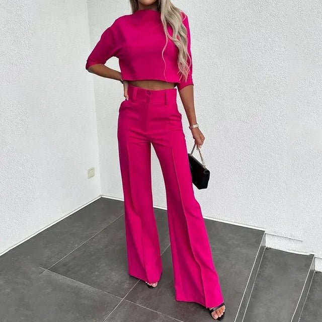 Comfortable Women's Crop Top and Pants Outfit Set