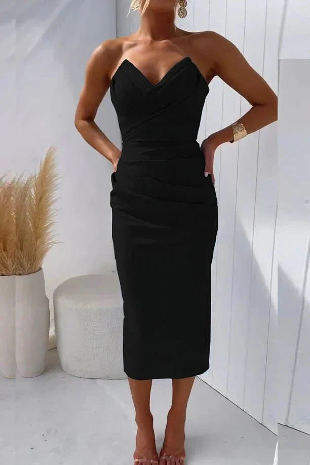 Stylish A-Line Pleated Womens Dress