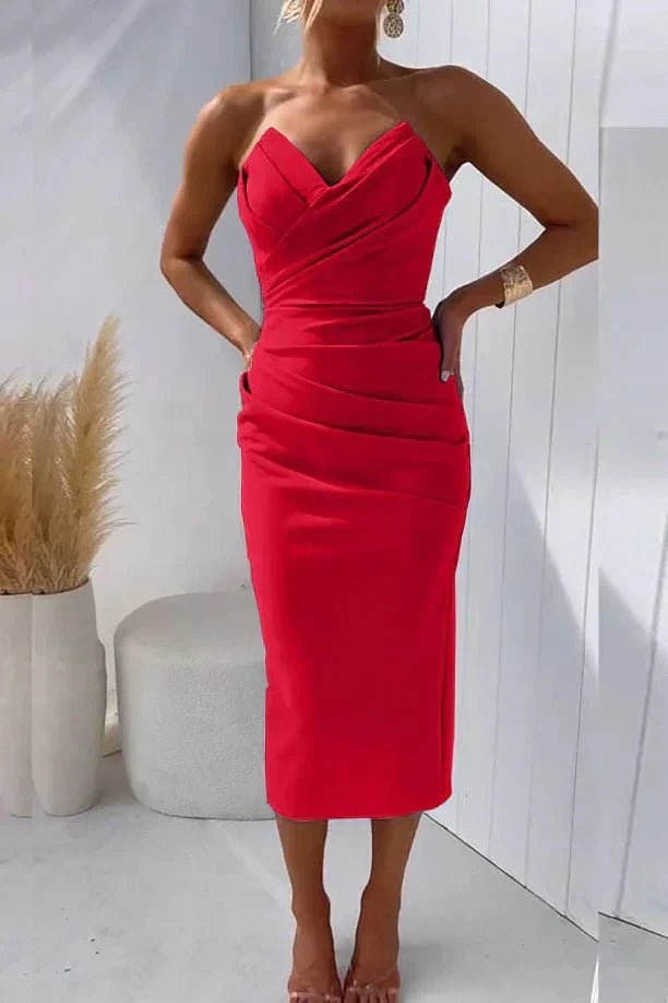 Stylish A-Line Pleated Womens Dress