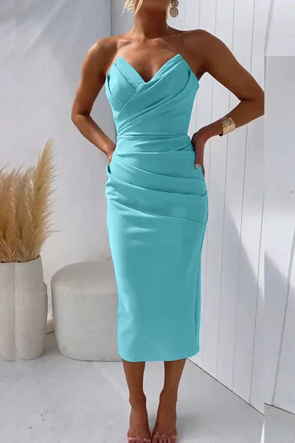 Stylish A-Line Pleated Womens Dress